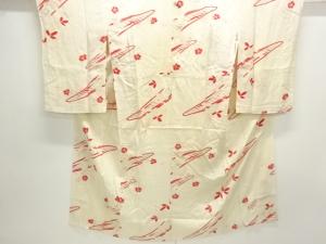 アンティーク　舟に花模様単衣長襦袢